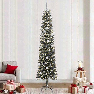 vidaXL BraddeCrăciunartificial cu lumini cu bandă LED Verde 240cm PVC foto