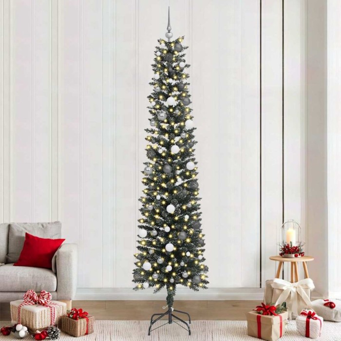 vidaXL BraddeCrăciunartificial cu lumini cu bandă LED Verde 240cm PVC