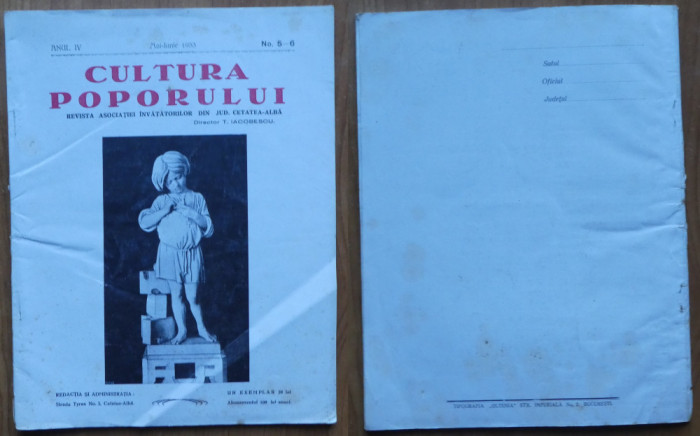 Cultura poporului , Cetatea Alba , Basarabia , nr. 5 - 6 , 1934