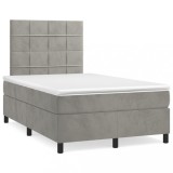 Cumpara ieftin Pat box spring cu saltea, gri deschis, 120x200 cm, catifea