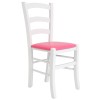 Scaun Paesana - cadru alb - imitatie piele roz - 21896