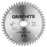 Disc circular HM Graphite 165x20 mm, 48 dinti, pentru lemn si MDF