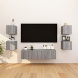 Dulapuri TV suspendate, 8 buc., sonoma gri, 30,5x30x30 cm