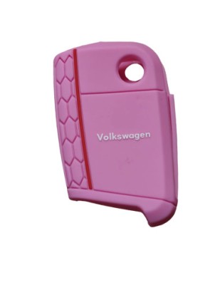Husa cheie briceag auto din silicon VW GTI cu logo Roz foto