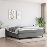 Cumpara ieftin Pat box spring cu saltea, gri &icirc;nchis, 180x200 cm, textil