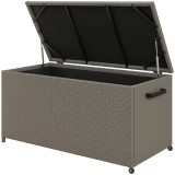 Outsunny Cufăr de Exterior de 184L din Ratan PE cu Roți, M&acirc;ner și Căptușeală Interioară Impermeabilă, 102x52x52 cm, Gri | Aosom Romania