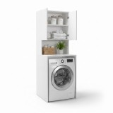 Dulap Baie Adore cu Loc Pentru Masina de Spalat, 3 Rafturi, 2 Usi, Alb, 65 x 182 x 60 cm
