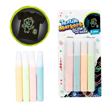 Set markere fosforecente pentru textile si diverse tesaturi, 4 culori foto