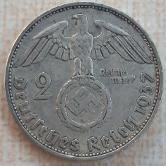 (A604) MONEDA DIN ARGINT GERMANIA - 2 REICHSMARK MARK 1937, LIT. A, NAZISTA