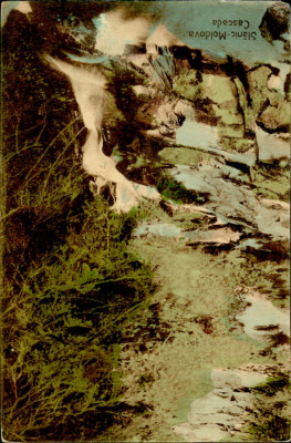 YIMR01845 romania bacau slanic moldova statiune cascada rau peisaj montan 1915 foto