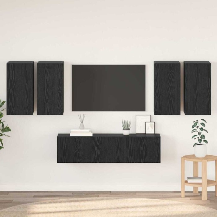 Set comodă TV 6 pcs Stejar negru 60 x 30 x 30 cm Lemn compozit