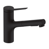 Baterie de bucatarie, Hansgrohe, Zesis M33 150, sBox, negru mat