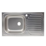 Chiuveta bucatarie inox anticalcar Doruq 1654, dreptunghiulara, cuva pe stanga, 76 x 43.5 cm, adancime cuva 15 cm