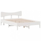 Cumpara ieftin Cadru de pat fara saltea, alb, 140x190 cm, lemn masiv de pin