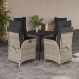 vidaXL Set mobilier de grădină cu perne, 5 piese gri deschis poliratan 3213275