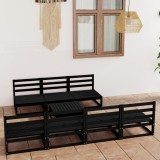 Gossi set mobilier de gradina, 8 piese, negru, lemn masiv de pin