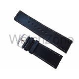 Cumpara ieftin Curea Ceas Piele Naturala Handmade Neagra Cusatura Alba 26mm 28mm 30mm, Catarama Otel Inoxidabil, Made in Romania