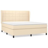 Cumpara ieftin Pat continental cu saltea, crem, 180x200 cm, textil