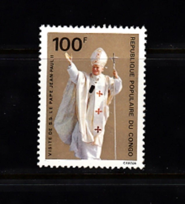 Congo 1980 - Papa Ioan Paul II, personalități, neuzat