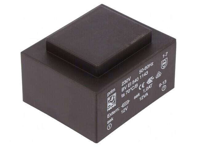 Transformator &icirc;ncapsulat 12V 1A 12VA PCB