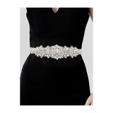 Cumpara ieftin Cordon Rochie, Model cu Strasuri , 250X5.5cm, Crem - 68069