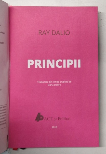 PRINCIPII de RAY DALIO , 2018 * COPERTA REFACUTA