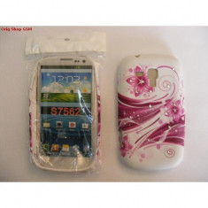 Husa silicon cu model samsung galaxy s duos s7562 flover roz bul foto