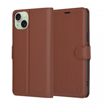 Husa pentru Apple iPhone 15 Plus, Techsuit, Leather Folio, Maro foto