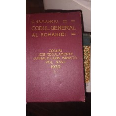 CODUL GENERAL AL ROMANIEI VOL XXVII 1939 - I