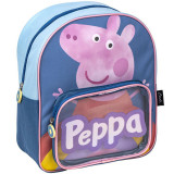 Rucsac Peppa Pig cu buzunar transparent, 25x30x12 cm