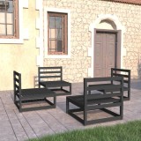 Gossi set mobilier de gradina, 4 piese, negru, lemn masiv de pin