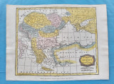 Harta Europei de Sud-Est cu reprezentari provincii romanesti, tiparita in 1806