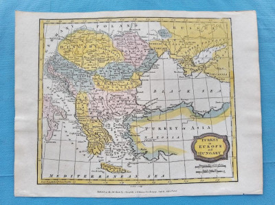 Harta Europei de Sud-Est cu reprezentari provincii romanesti, tiparita in 1806 foto