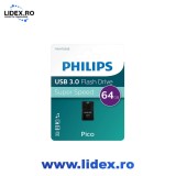 Stick USB Philips Pico Edition, 64GB, USB 3.0 Negru