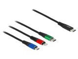 Cablu USB 2.0 de 0,3m, negru, cositorit, 22AWG, metal &amp; textilă