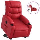 Cumpara ieftin Fotoliu rabatabil electric cu ridicare, rosu, piele ecologica
