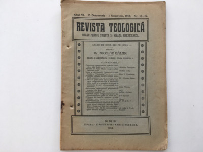 REVISTA TEOLOGICA -SIBIU 1912- nr.18-19 TEXTE DE NICOLAE BALAN, ARHIM. I.SCRIBAN foto
