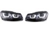 Set faruri VW GOLF VI (5K), 10.2008-, dynamic indicator; lense; cu LED daytime running light; H7+H7; manual; negru; fara becuri; TUNING; Omologare EC