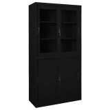 Cumpara ieftin Dulap de birou cu usa glisanta, negru, 90x40x180 cm, otel