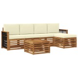 vidaXL Set de canapele de exterior cu pernă 6 pcs Natural și Crem 3384261