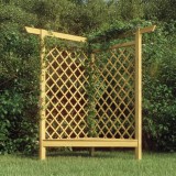 Pergola de colt cu bancheta vidaXL, 166x81x174 cm, lemn pin tratat verde, gradina, trandafiri