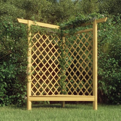 Gossi pergola de colt cu bancheta, 166x81x174 cm, lemn de pin tratat foto