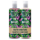 Set Sampon si Balsam cu Lavanda si Muscata pentru Par Normal sau Uscat 2x400 mililitri Faith In Nature