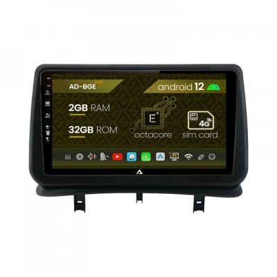 Navigatie Renault Clio 3 (2005-2013), Android 12, E-Octacore 2GB RAM + 32GB ROM, 9 Inch - AD-BGE9002+AD-BGRKIT371V2 foto