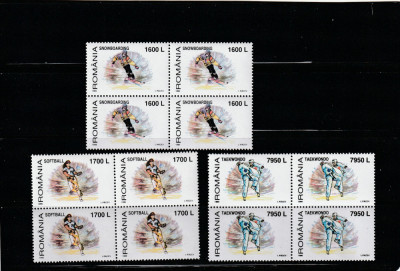 Romania 1999-Sport,Noi sporturi olimpice,serie de 3 valori dantelate,blocuri,MNH foto