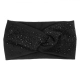 Bentită Păr Femei, Ribbed, Negru, Nod cu Strass, Oem