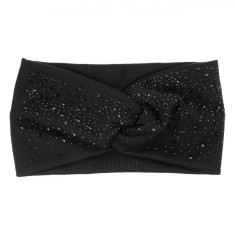Bentită Păr Femei, Ribbed, Negru, Nod cu Strass