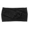 Bentită Păr Femei, Ribbed, Negru, Nod cu Strass