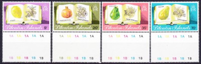 DB1 Ins. Pitcairn 1982 Fructe 4 v. MNH cu tab foto