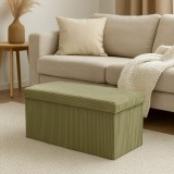 Taburet dublu pliabil Atmosphera Arum din material tip catifea raiat, 76x38x38 cm, verde kaki Household NewTrend